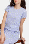 Zivame Bunny Rolls Knit Cotton Knee Length Nightdress - Sweet Lavender — thumbnail 5